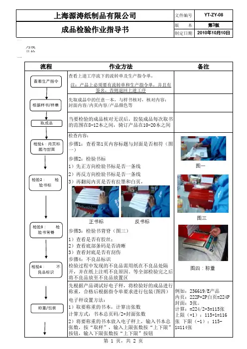 成品检验作业指导书