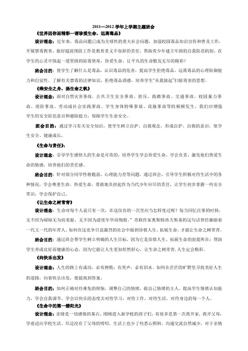 主题班会活动设计