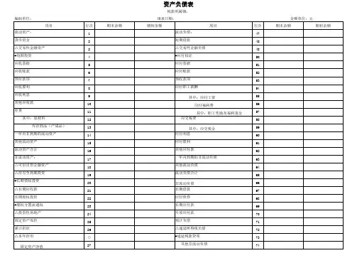 2013最新资产负债表模板)