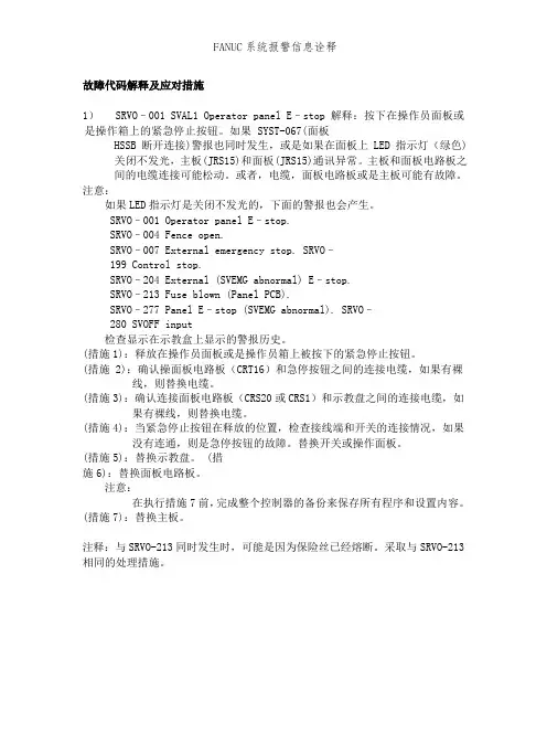 FANUC系统报警信息诠释
