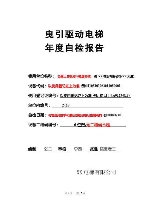 曳引驱动电梯自检报告