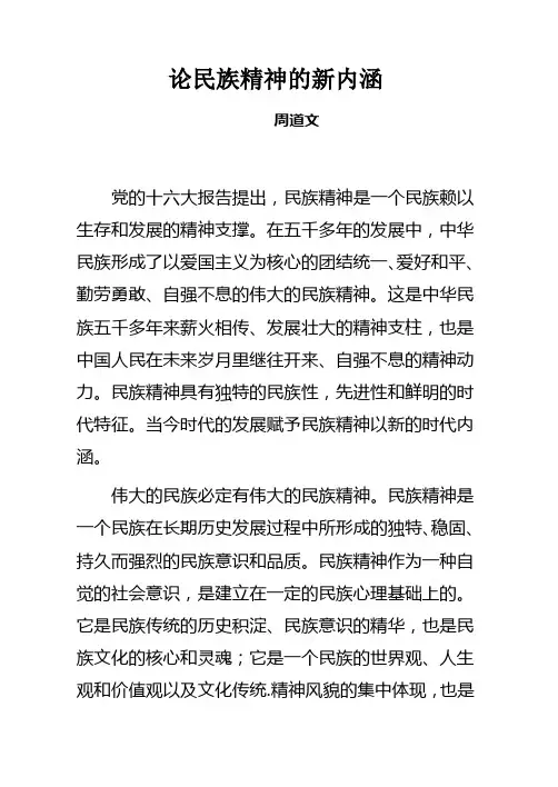 论民族精神的新内涵