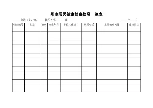 居民健康档案一览表