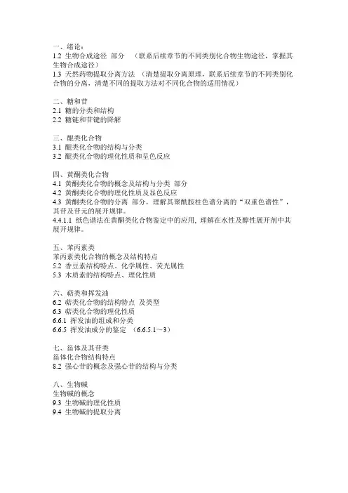 天然药化各章总结