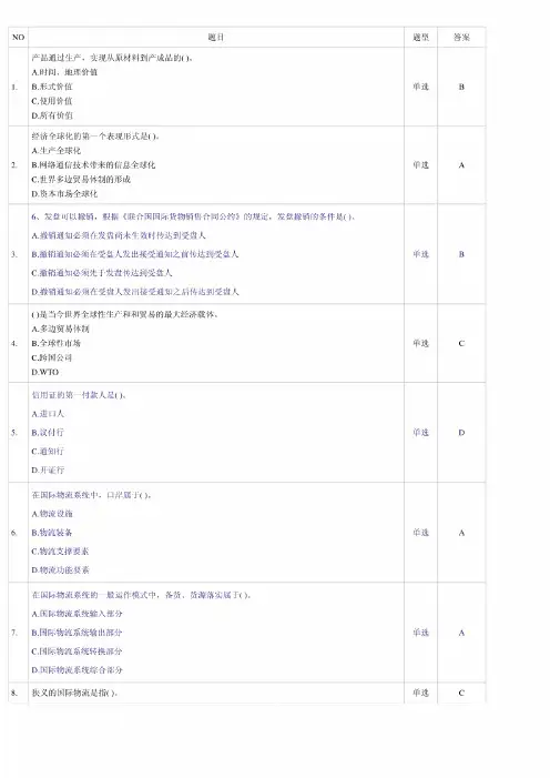 国际物流习题答案