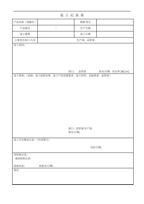 返工记录表
