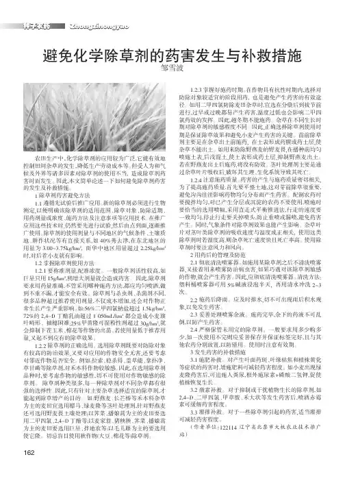 避免化学除草剂的药害发生与补救措施