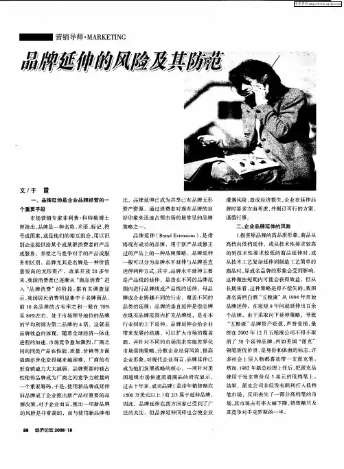 品牌延伸的风险及其防范