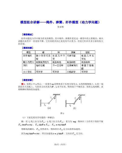 高中物理模型-绳件、弹簧、杆件模型(动力学问题)