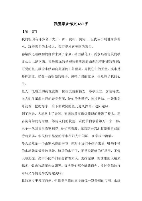 我爱家乡作文450字