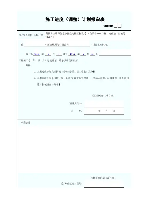 17施工进度(调整)计划报审表