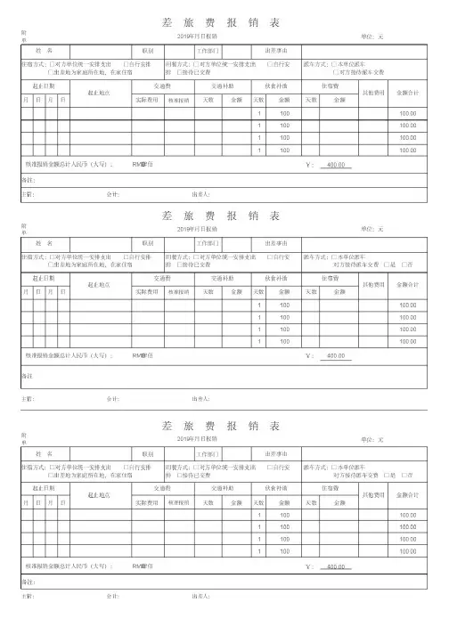 差旅报销单模板