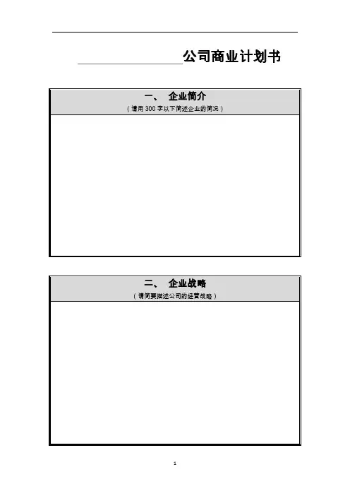 商业计划书范本