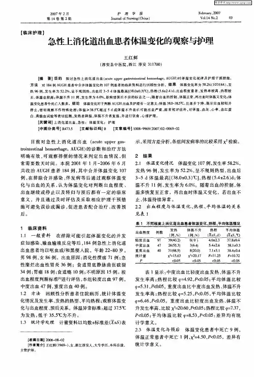 急性上消化道出血患者体温变化的观察与护理