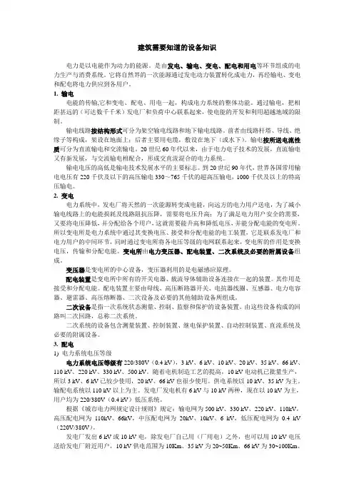 建筑需要知道的设备知识