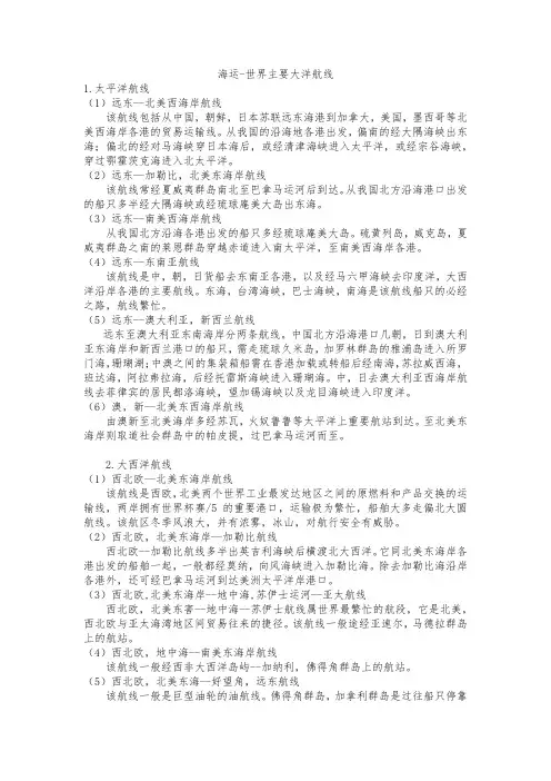 世界主要大洋航线