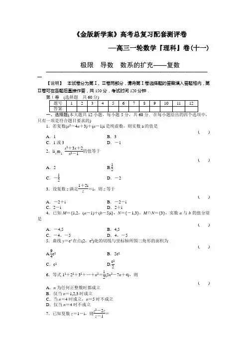 2011《金版新学案》高三一轮数学(理)高考总复习测评卷：章末质量检测11