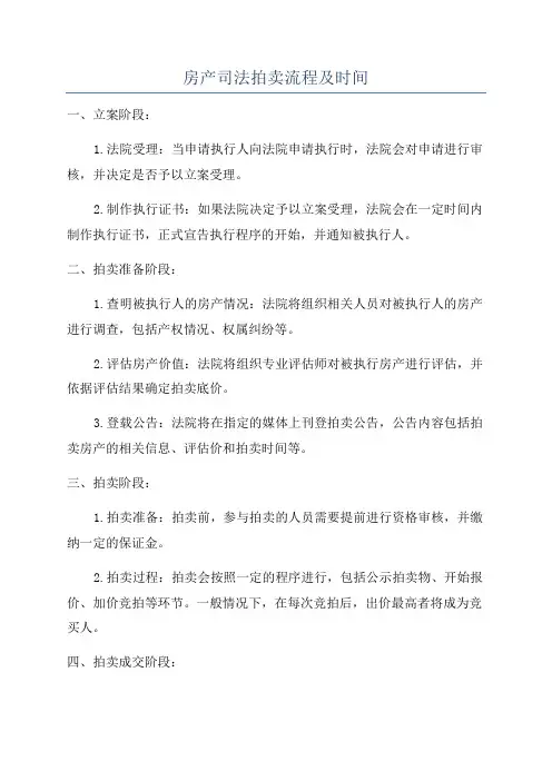 房产司法拍卖流程及时间
