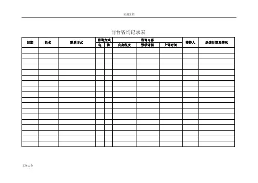 教育培训机构表格