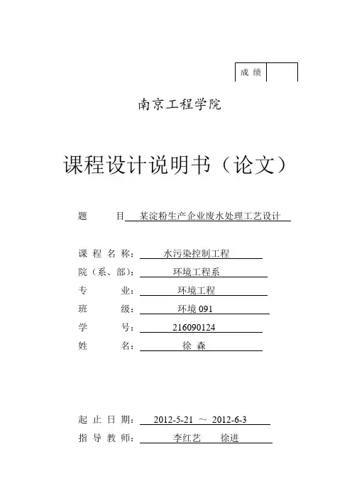淀粉废水处理工艺设计