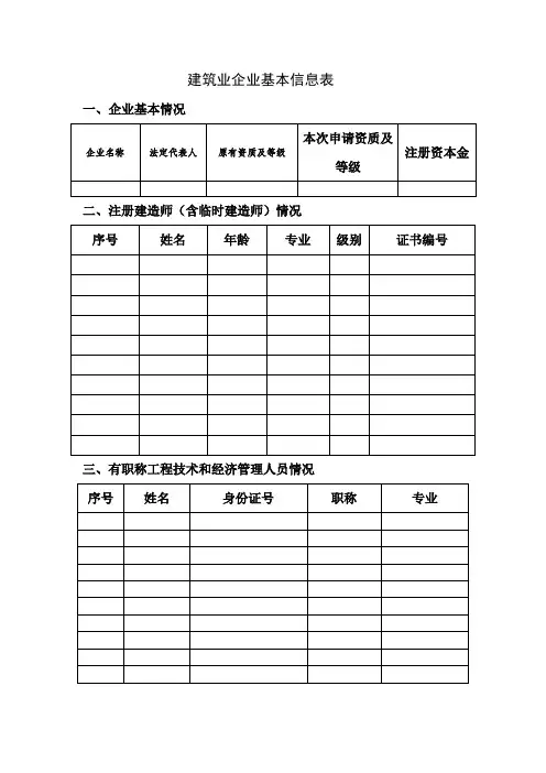 建筑业企业基本信息表