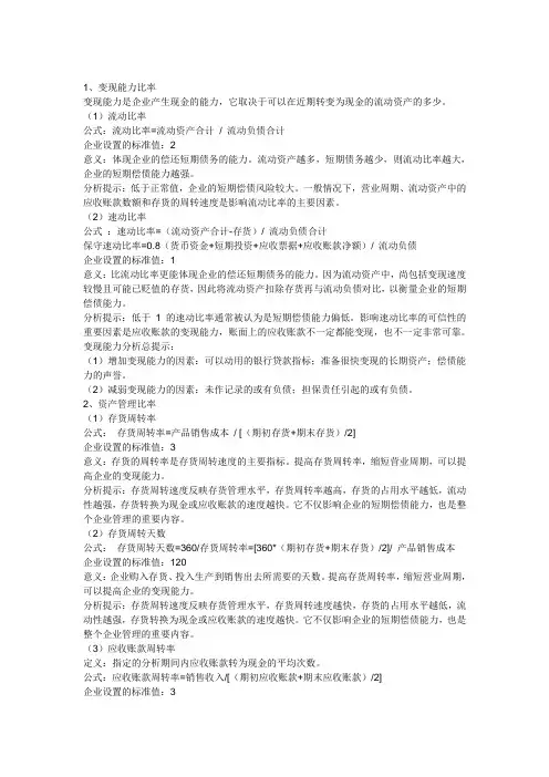 银行常用财务指标分析