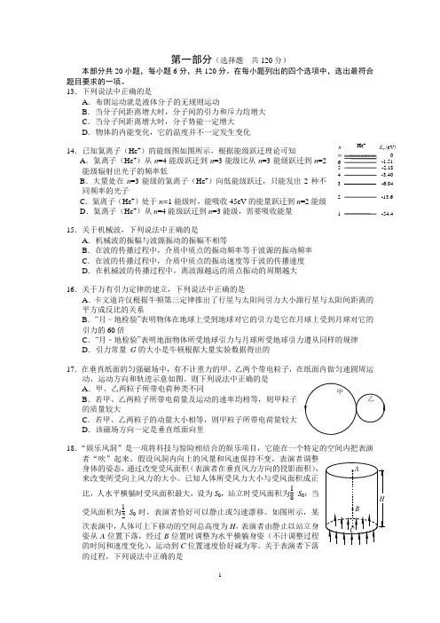 2016年海淀高三物理一模定稿