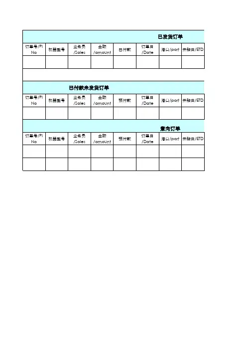 订单汇总表格模板