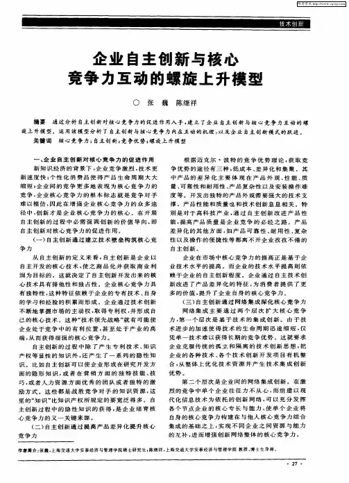 企业自主创新与核心竞争力互动的螺旋上升模型