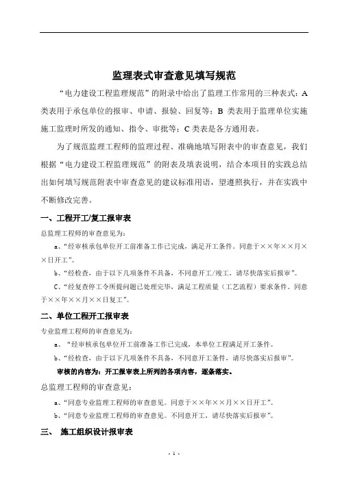 监理审查意见