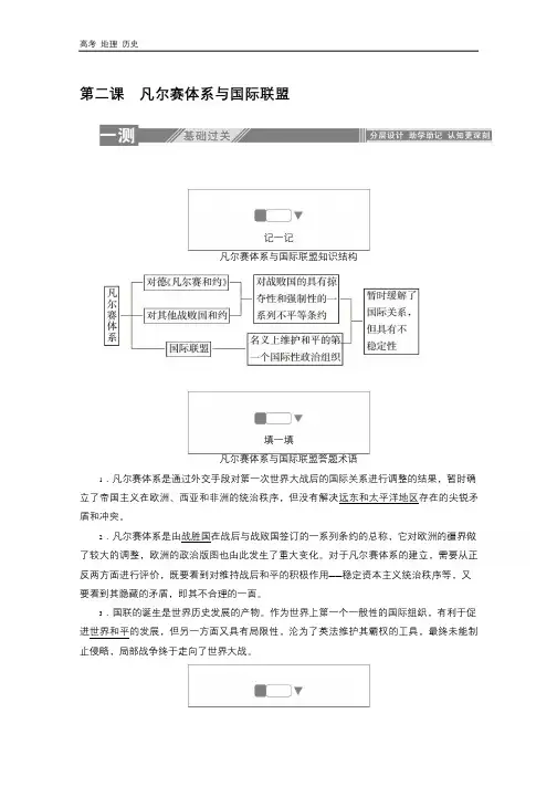 2019-2020学年历史人教版选修三检测：2.2凡尔赛体系与国际联盟 