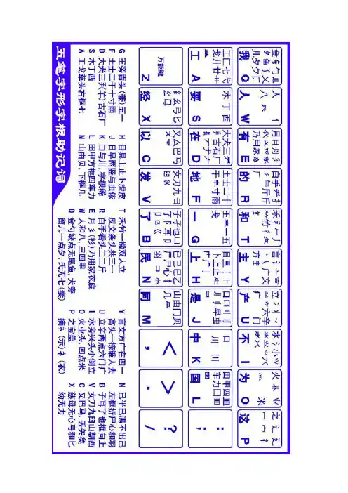 五笔字根表+助记词