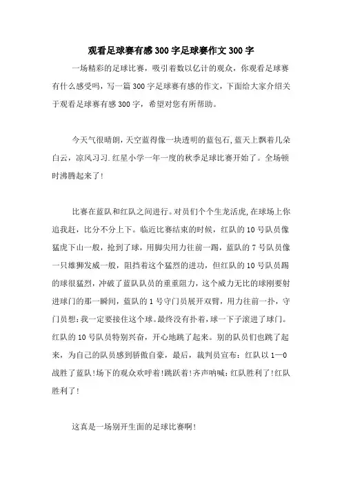 观看足球赛有感300字足球赛作文300字
