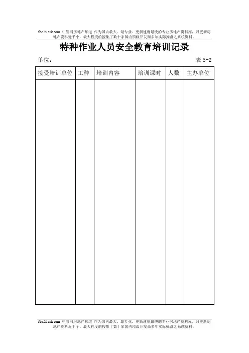 特种作业人员安全教育培训记录