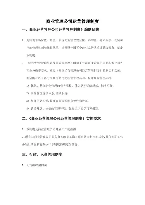 商业管理公司运营管理制度