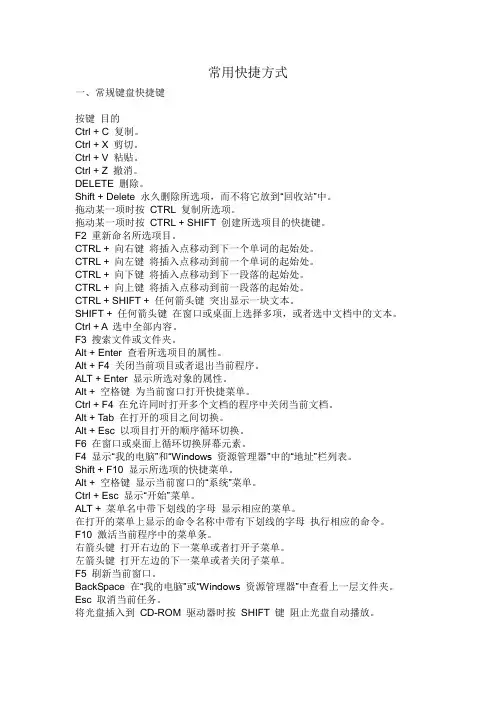 常用快捷方式