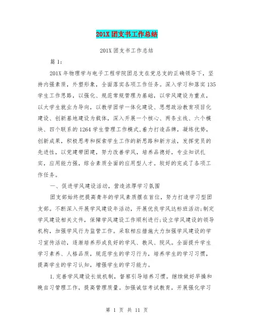 201X团支书工作总结