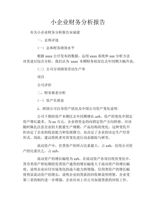 小企业财务分析报告