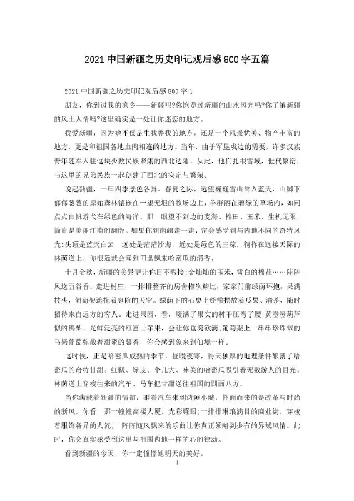 2021中国新疆之历史印记观后感800字五篇