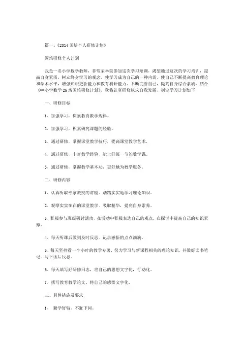 国培个人研修计划评语