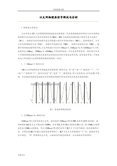 以太网物理层信号测试与分析报告