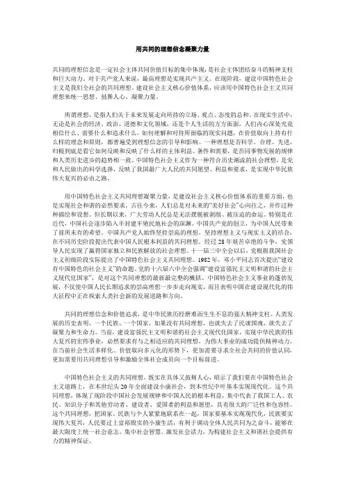 用共同的理想信念凝聚力量