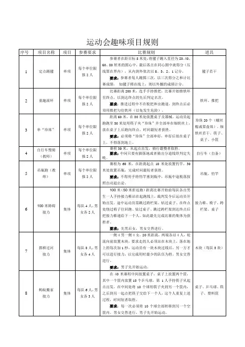 运动会趣味项目规则