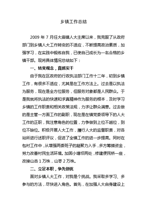 人大主席乡镇工作总结