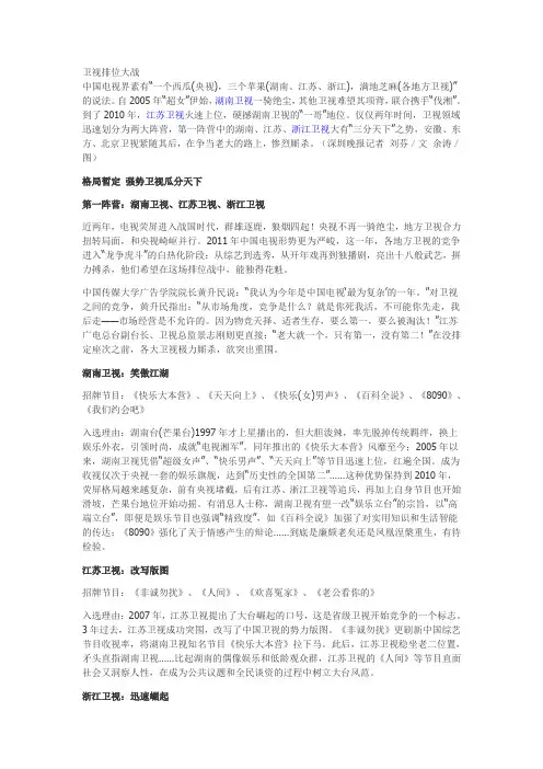 2011年国内各大卫视排位大战