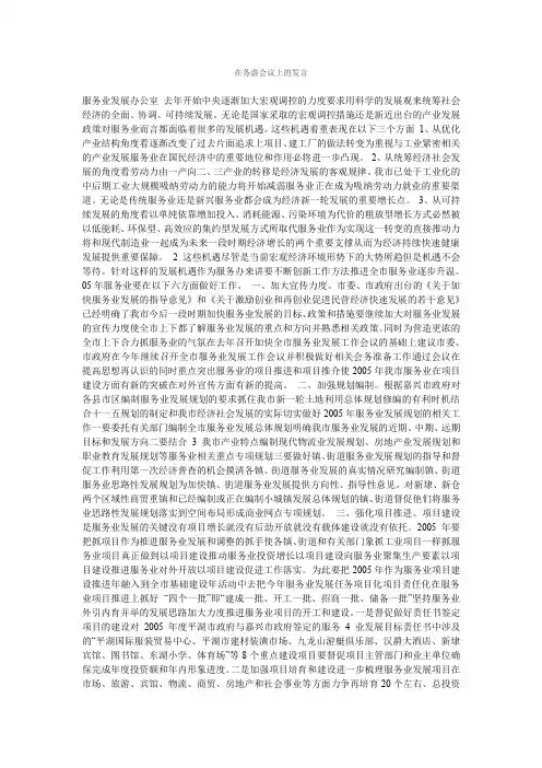 在务虚会议上的发言