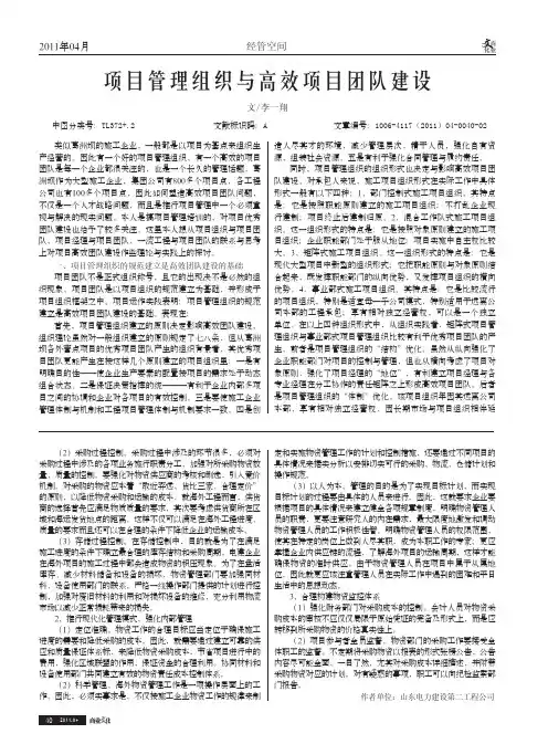 项目管理组织与高效项目团队建设