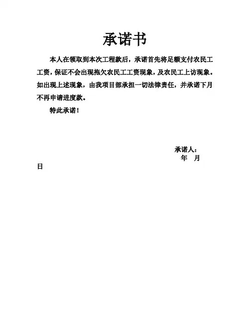 农民工工资发放承诺书(1)