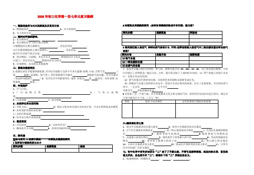 九年级化学 第一至七单元复习提纲 人教新课标版
