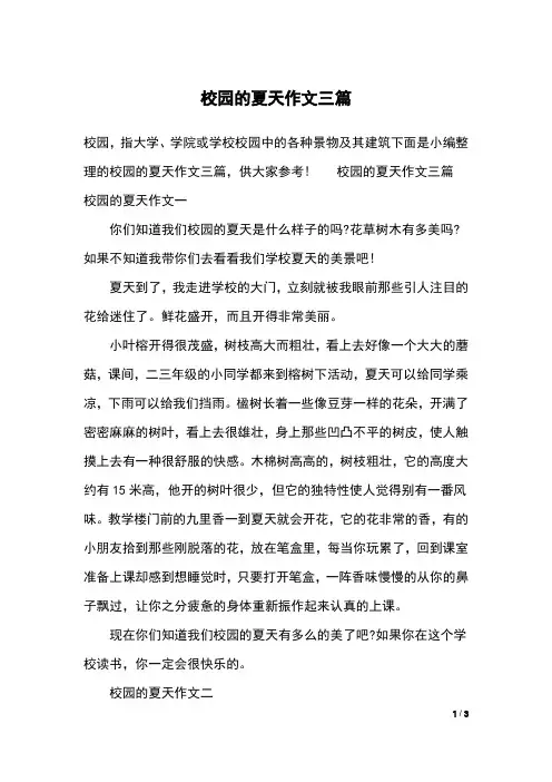 校园的夏天作文三篇